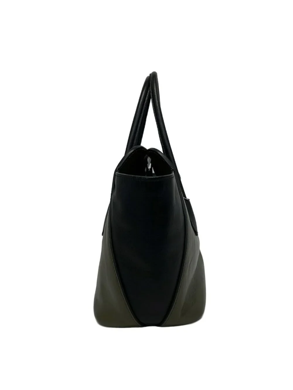 Prada Tote Khaki Black Leather